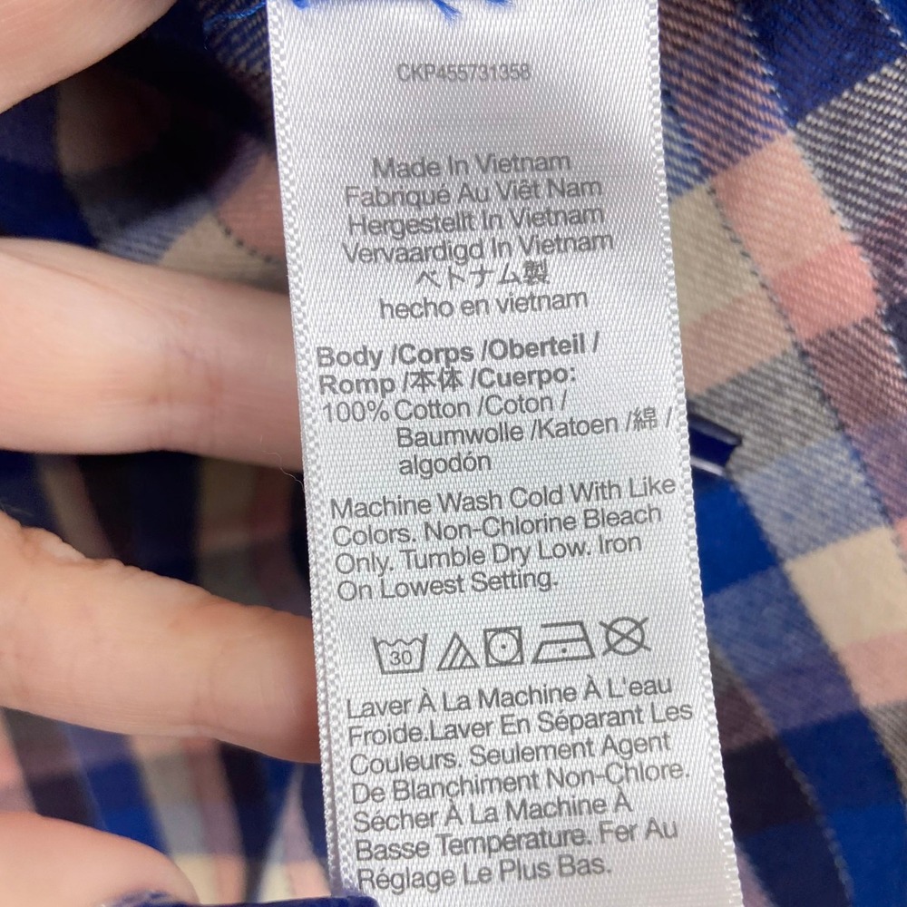 Madewell Flannel Sunday Shirt Size S Button Up Blue Pink Plaid Cabincore Western - Picture 7 of 15